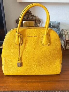 Michael Kors Yellow Pebbled Leather Satchel